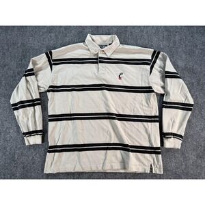 Cincinnati Bearcats Shirt Mens XL Beige Black Striped Long Sleeve Rugby Top